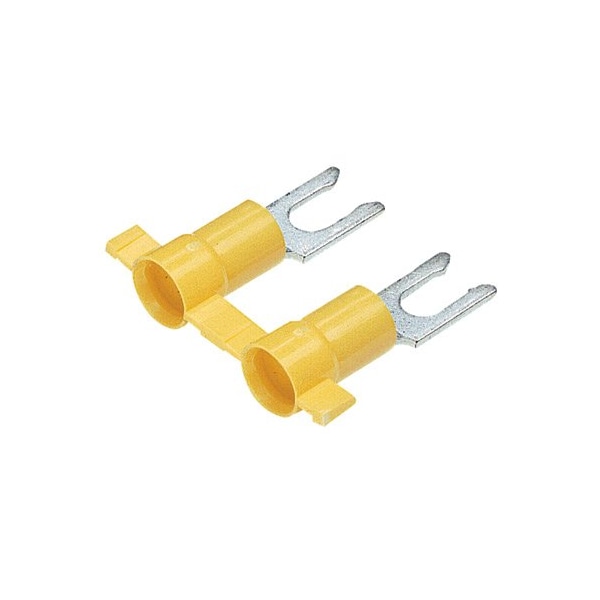 Fork Terminal, #6 Stud Size, 10 AWG, 600 V, Vinyl Insulated, Yellow, Crimp Termination Only